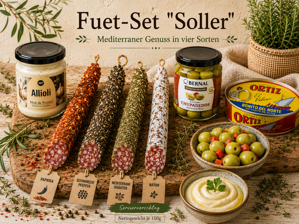 Fuet Salami Set "Soller" – 4 Sorten · je ca. 150 g, aus Spanien
