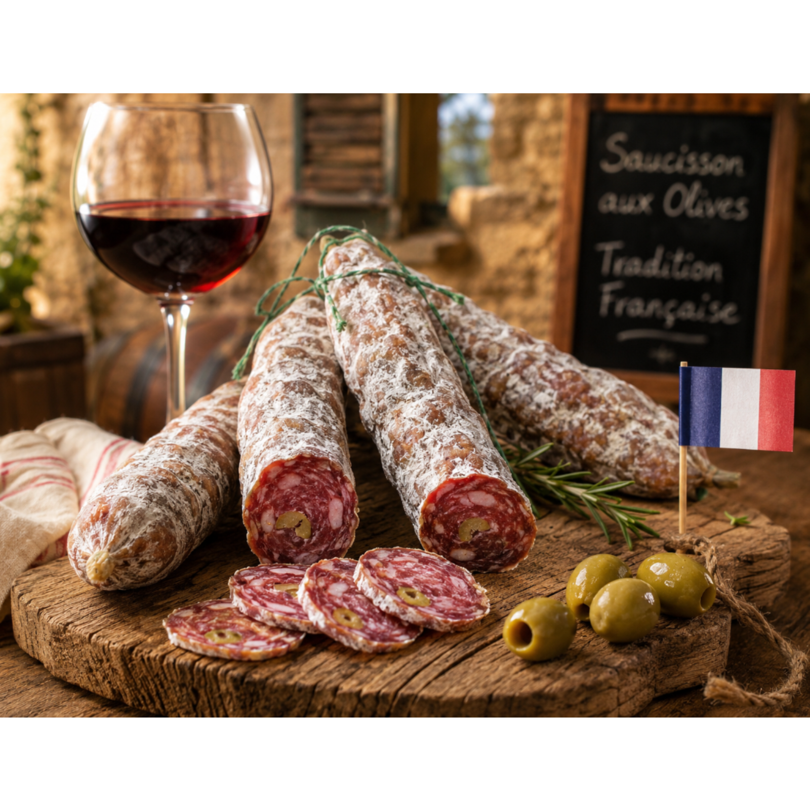 Oliven Saucisson aus Frankreich