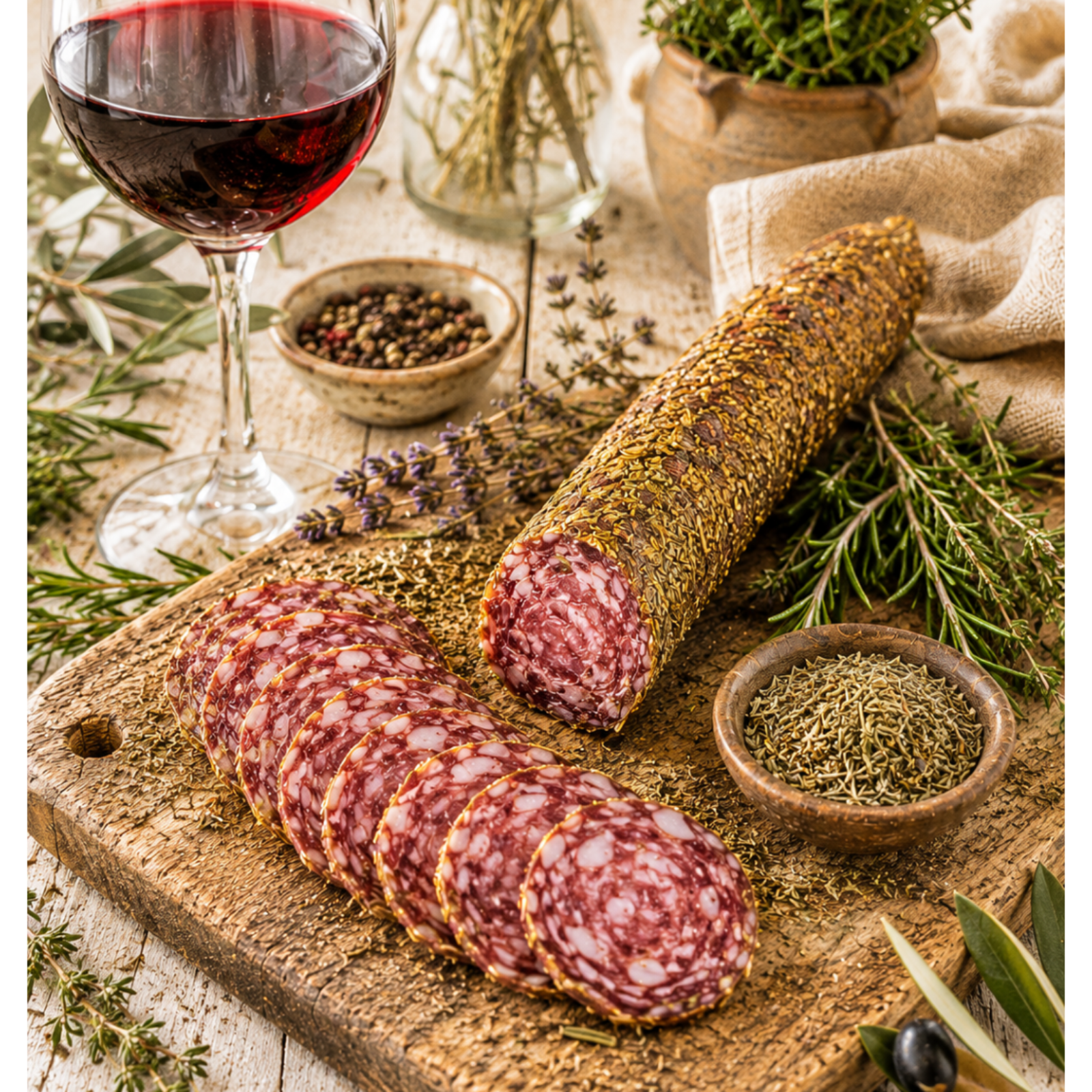 "Kräuter der Provence" Saucisson (Salami) aus Frankreich