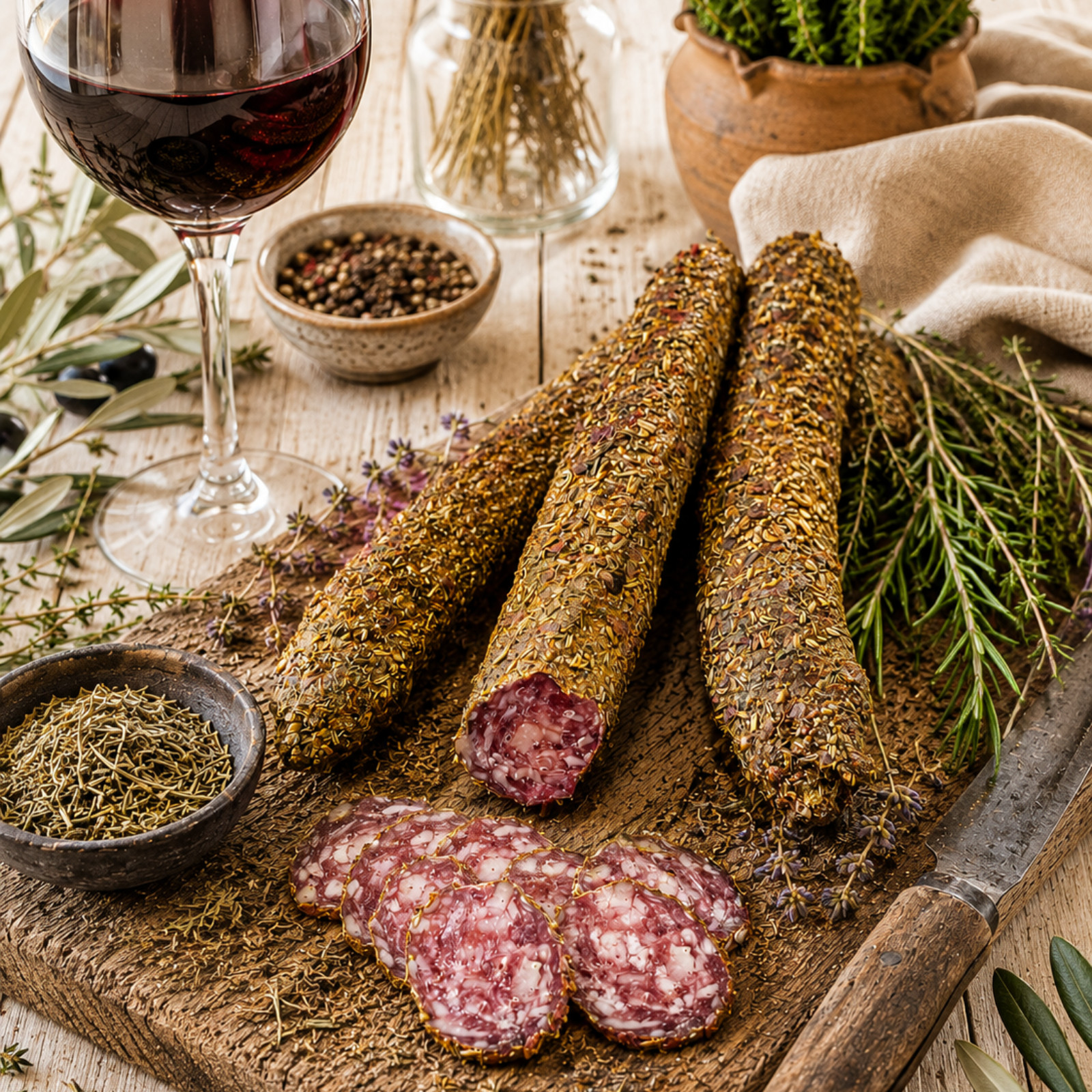 "Kräuter der Provence" Saucisson (Salami) aus Frankreich